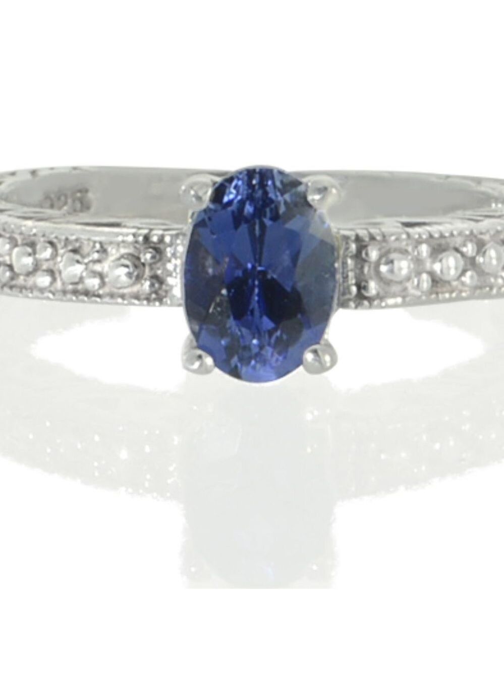 7x5 oval Sapphire Sterling Silver Ring - Picture 6 of 6